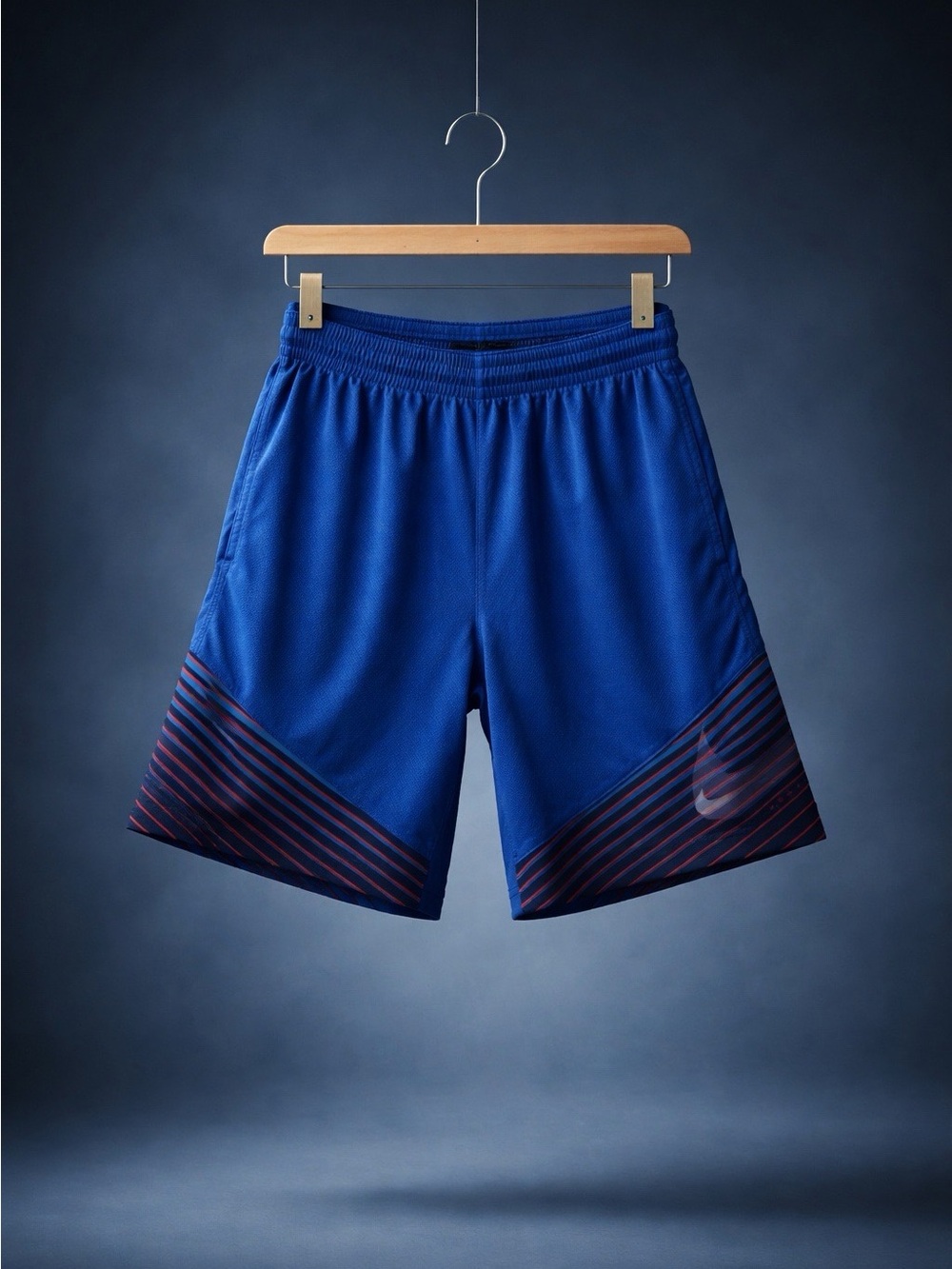 Nike Royal Blue Athletic Shorts with Navy Stripe Detail